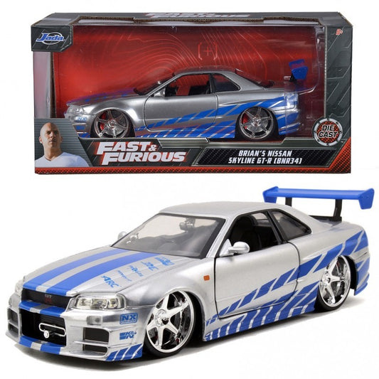 Nissan Skyline GT-R gri/albastru Fast&Furious - 1/24 Jada