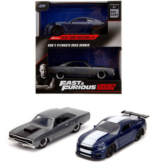 Set 2 masinute Ford Mustang GT 2016 si Plymouth Road Runner - 1/32 Jada