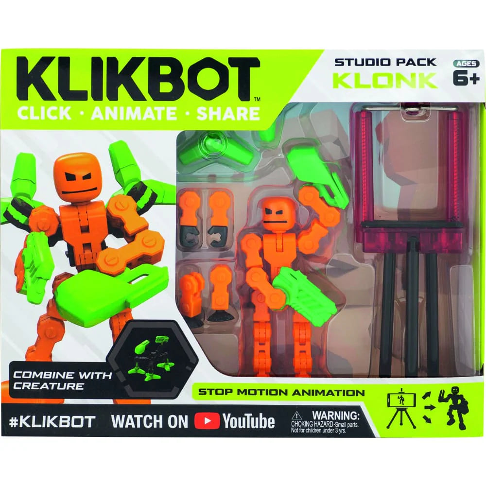 Figurina Robot articulat transformabil KlikBot Studio Pack - Portocaliu cu verde