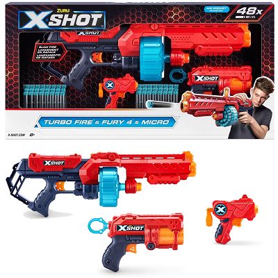 Blaster X-Shot Combo Pack Turbo Fire Fury cu 48 proiectile