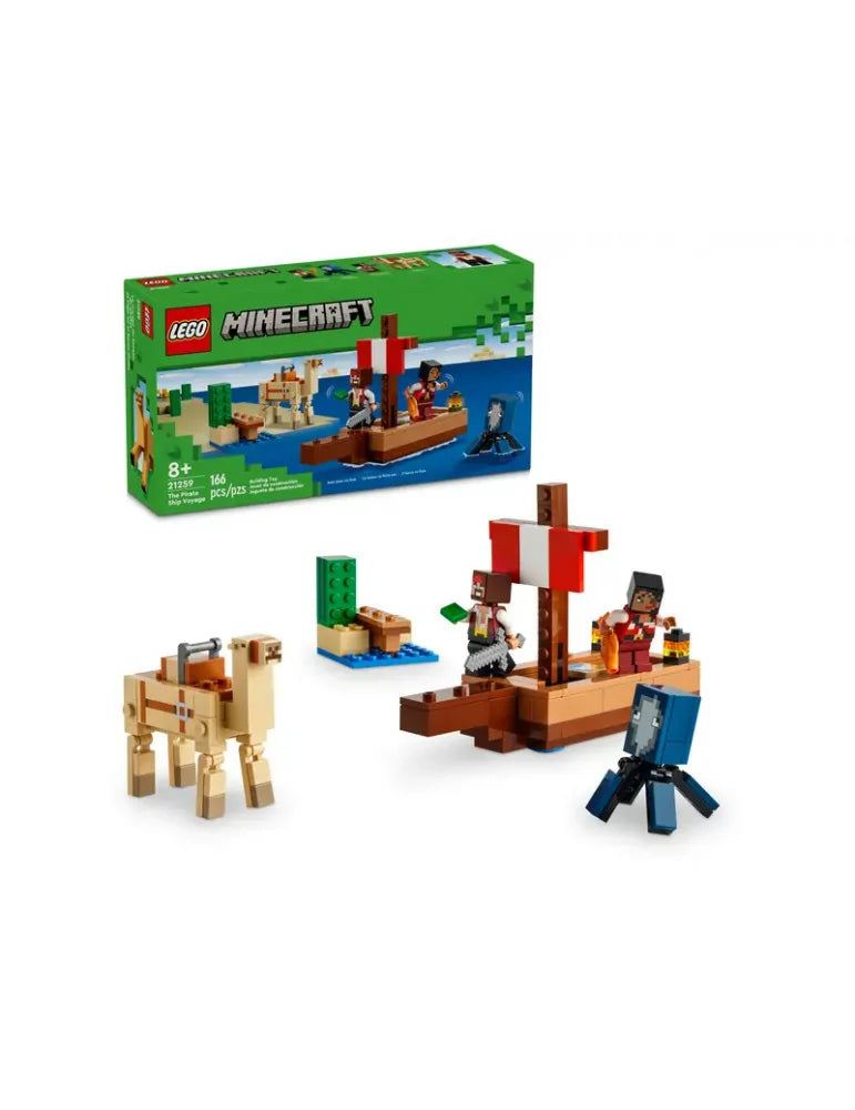 LEGO Minecraft 21259 - Calatorie pe corabia de pirati (166 piese)