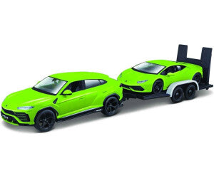 Set 2 masinute - Lamborghini Urus și Lamborghini Huracan cu remorca - 1/24 Maisto Design