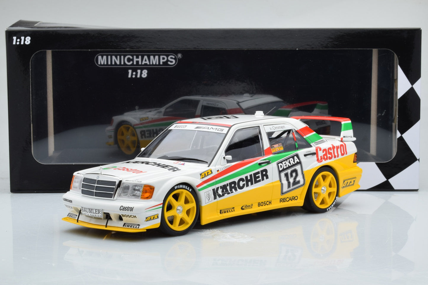 Mercedes-Benz 190E 2.5-16 EVO 2 Team Maas Schons - Jorg van Ommen 1/300pcs #12 - 1/18 Minichamps