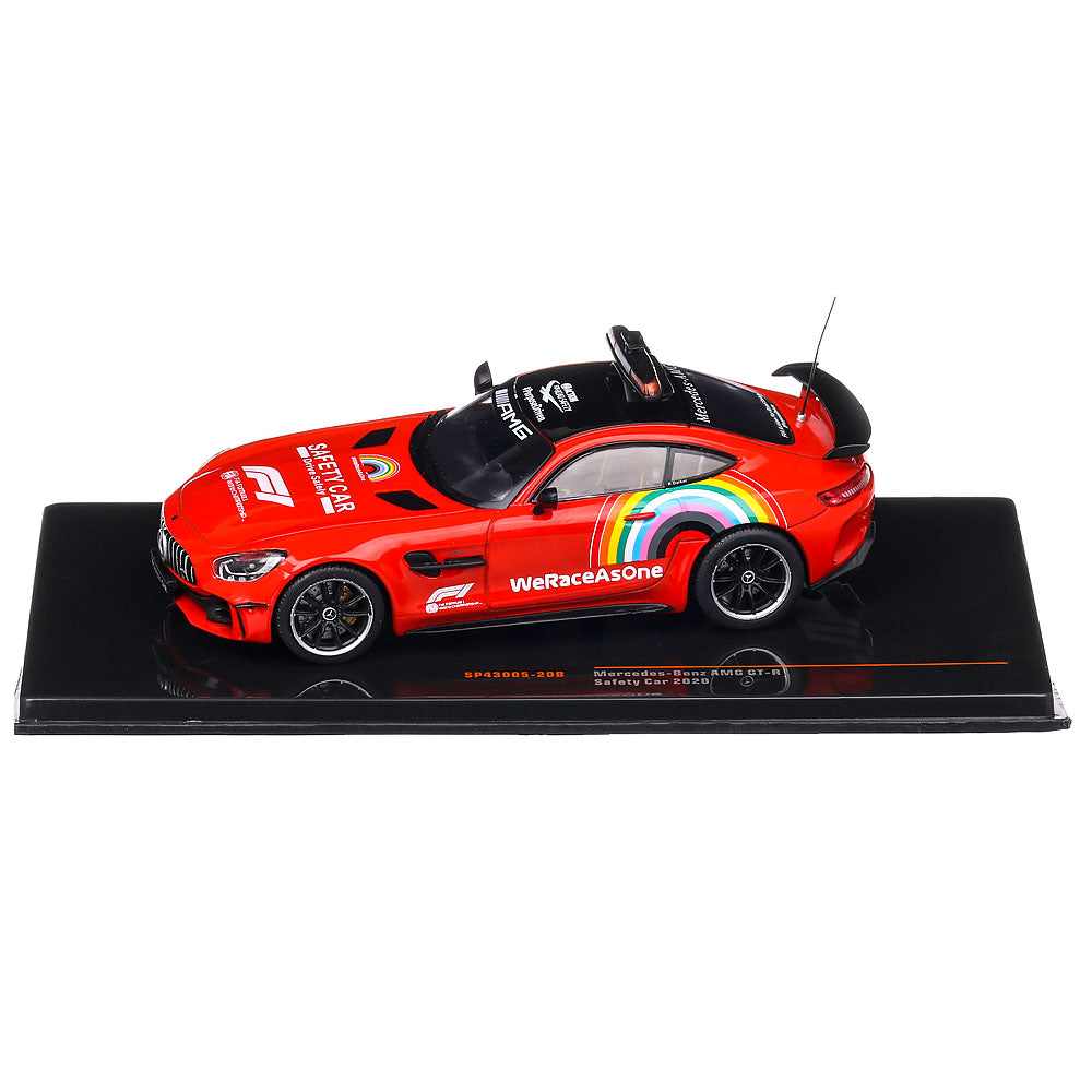 Mercedes-Benz AMG GT-R Safety Car 2020 rosu/curcubeu cu vitrina plexiglass - 1/43 Ixo Models