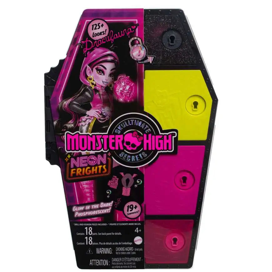 Papusa Monster High Neon Frights Skulltimate Secrets - DRACULAURA cu 19 surprize