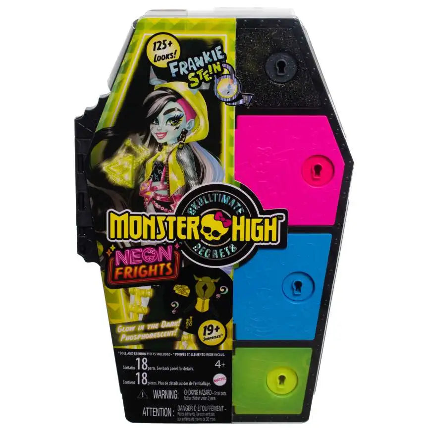 Papusa Monster High Neon Frights Skulltimate Secrets - Frankie Stein cu 19 Surprize