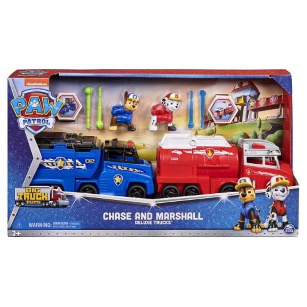 Set 2 camioane cu figurine Paw Patrol Big Truck Pups Chase and Marshall Deluxe Trucks