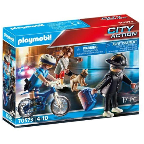 Playmobil City Action Police 70573 - Politist pe bicicleta si hot