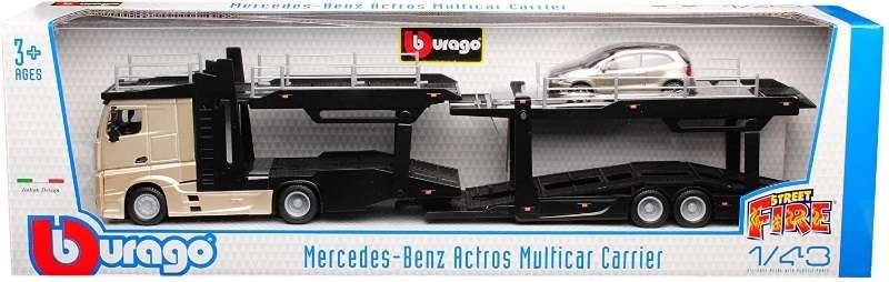 Transportor Mercedes-Benz Actros si VW Polo GTI 1/43 Bburago