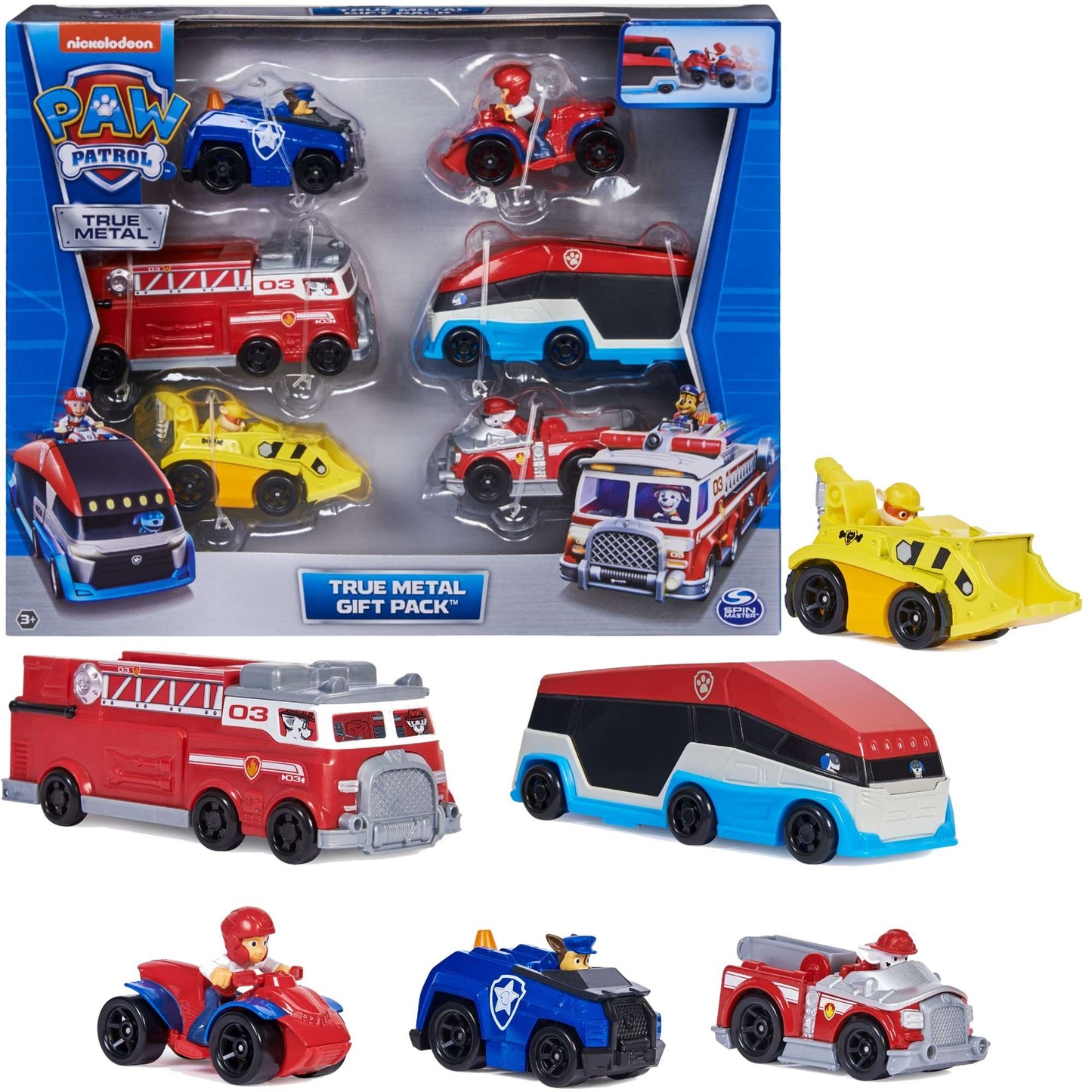 Set 6 vehicule Paw Patrol - 1/55 True Metal Gift Pack