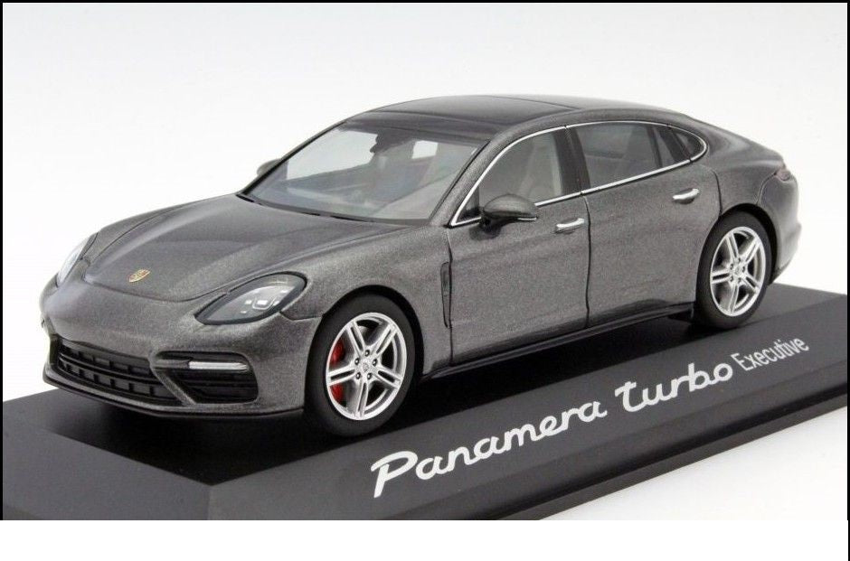 Porsche Panamera Turbo Executive gri cu vitrina plexiglass - 1/43 Herpa