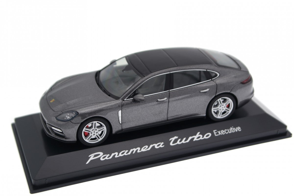 Porsche Panamera Turbo Executive gri cu vitrina plexiglass - 1/43 Herpa