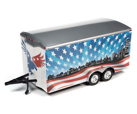 Remorca - Platforma American Muscle Enclosed Car Trailer - 1/18 Auto World