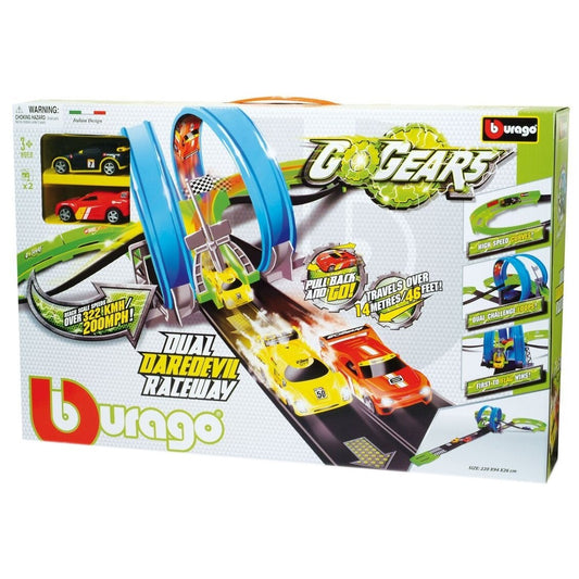 Pista Go Gears Dual Daredevil Raceway cu 2 masinute - Bburago