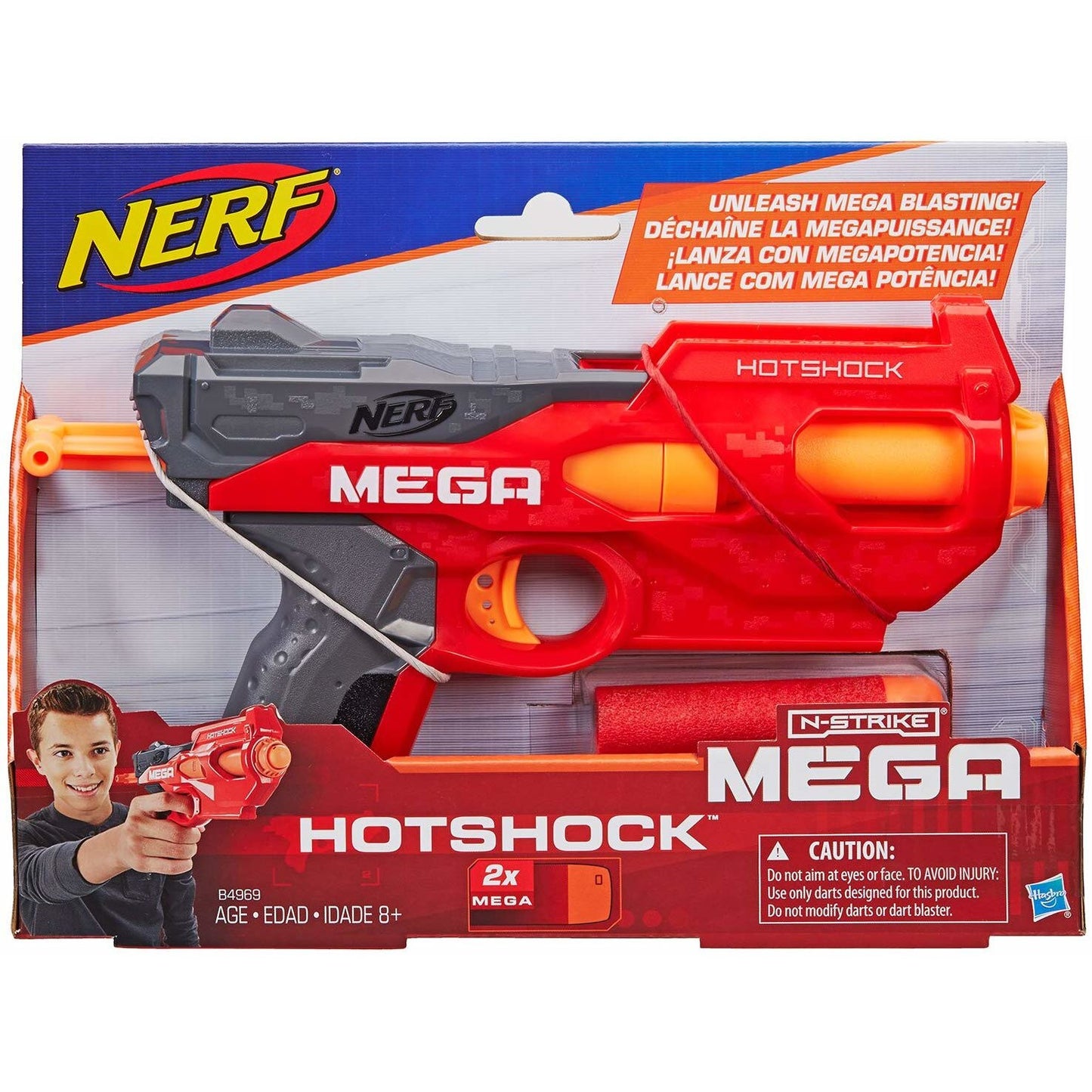 Pistol de jucarie Nerf Mega N-Strike Hotshock cu 2 gloante