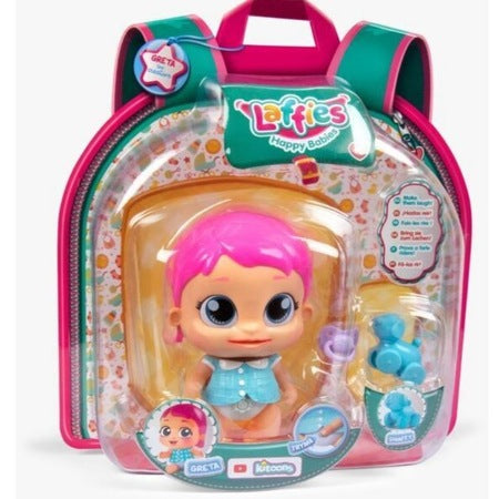 Papusa interactiva IMC Toys Laffies - GRETA cea curioasa cu 2 accesorii in ghiozdan