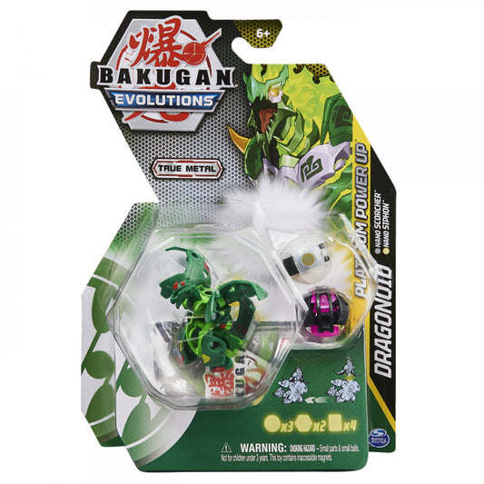 Set de joaca Dragonoid, Nano Scorcher si Nano Siphon Platinum Power Up Bakugan Evolutions