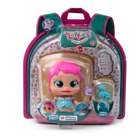 Papusa interactiva IMC Toys Laffies - GRETA cea curioasa cu 2 accesorii in ghiozdan