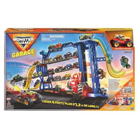 Set pista de curse Monster Jam Garage cu o masinuta inclusa 1,2m - cu lumini si sunete