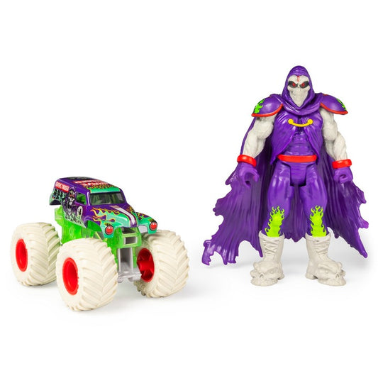 Set Monster Jam- Masinuta Grave Digger si figurina Grim