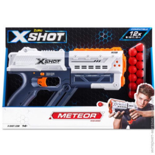 Pistol X-Shot Meteor alb - X-Shot cu 12 bile