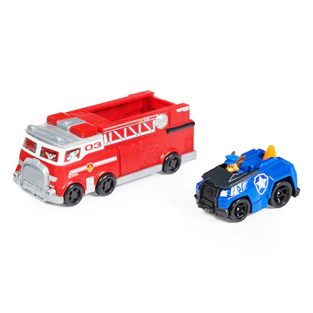 Set 2 masinute masina de pompieri si vehicul cu figurina Chase - PAW PATROL