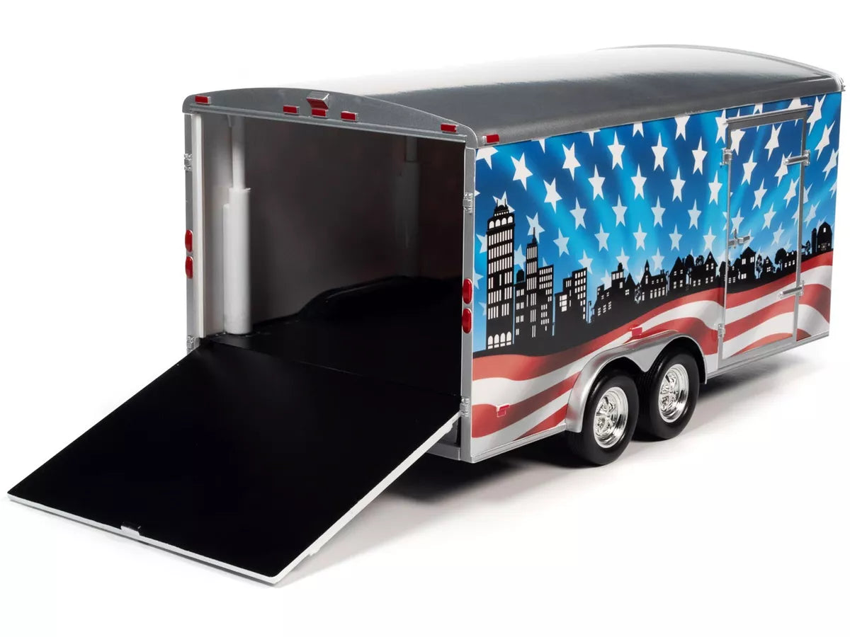 Remorca - Platforma American Muscle Enclosed Car Trailer - 1/18 Auto World