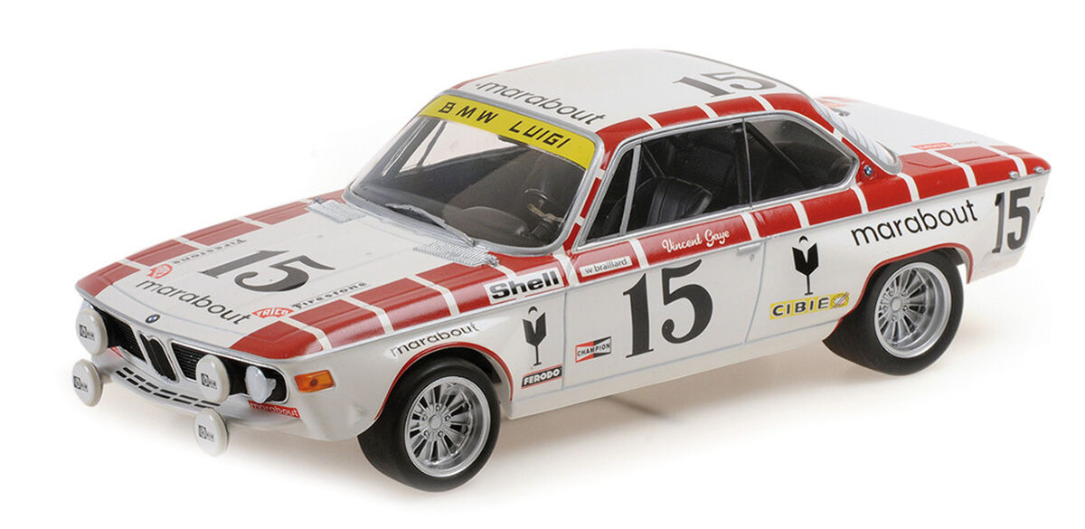 BMW 2800 CS #15 racing team marabout gaye/braillard 24h spa 1972 1/402 pcs - 1/18 Minichamps