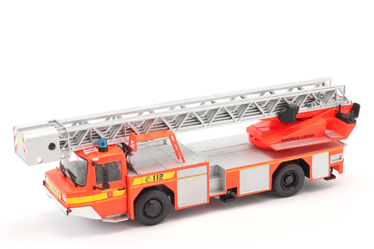 Iveco Magirus DLK 23-12 mit Drehleiter Feuerwehr Lam orange-rot - 1/43 Altaya