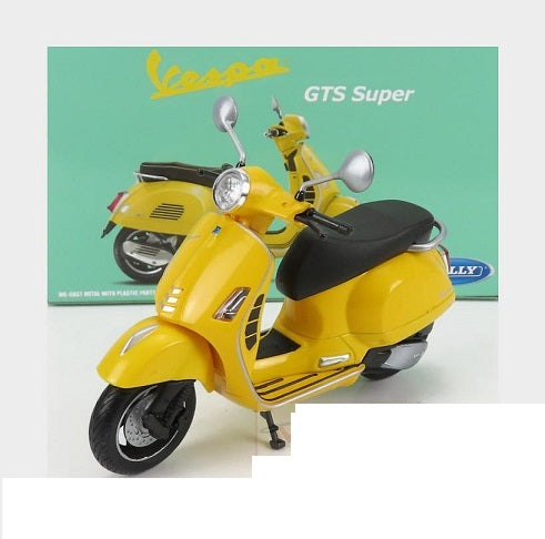 Scooter Vespa GTS Super galben - 1/12 Welly