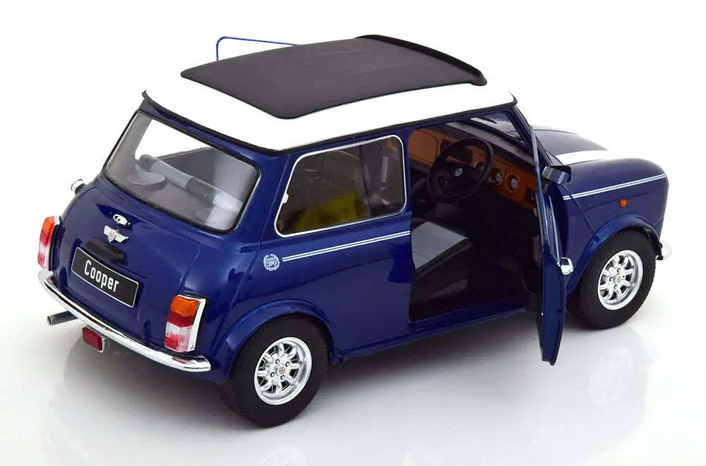 Mini Cooper albastru/alb Sunroof cu volan pe stanga - 1/12 KK-Scale