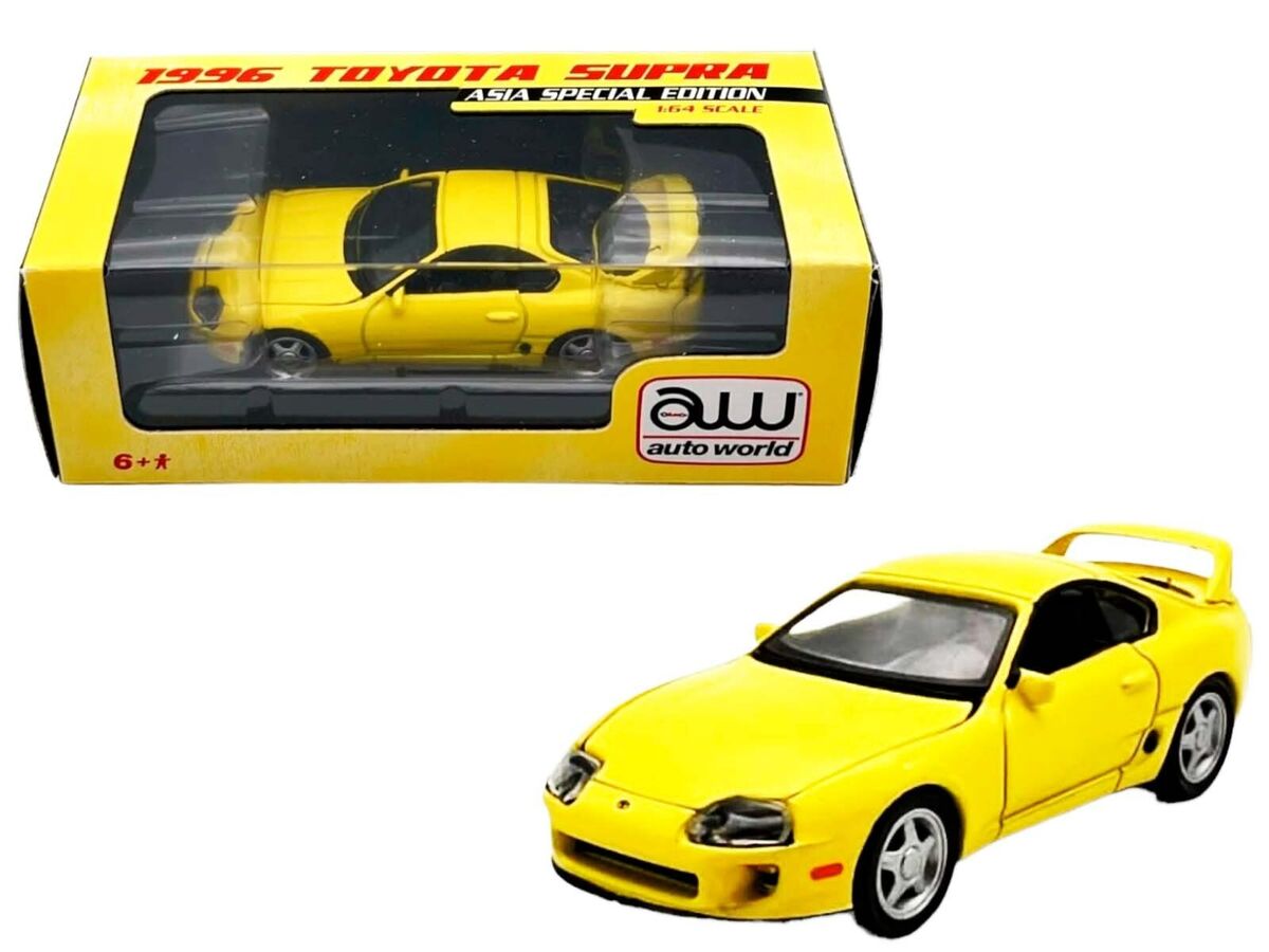 Toyota Supra 1996 galbena - 1/64 AutoWorld