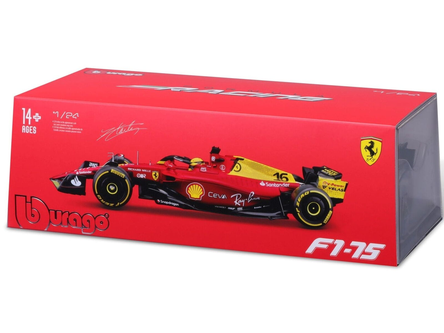 Ferrari F1-75 Charles LeClerc #16 2022 cu vitrina plexiglass - 1/24 Bburago