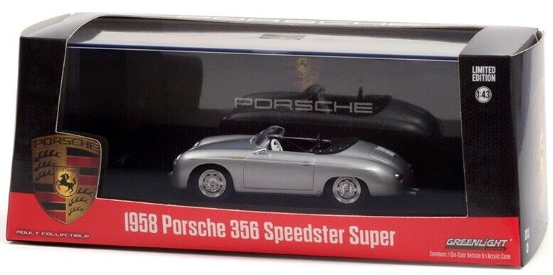 Porsche 356 Speedster Super 1958 gri cu vitrina plexiglass - 1/43 Greenlight