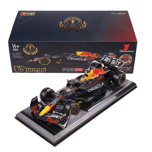 Formula 1 Oracle Red Bull Racing Winner Abu Dhabi Grand Prix 2022 Max Verstappen cu vitrina plexiglass - 1/24 Bburago