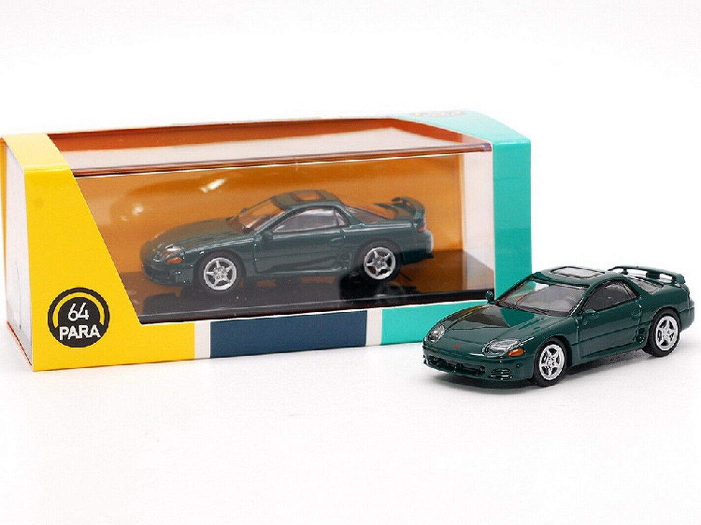 Mitsubishi Gto 3000GT verde cu vitrina plexiglass - 1/64 Paragon