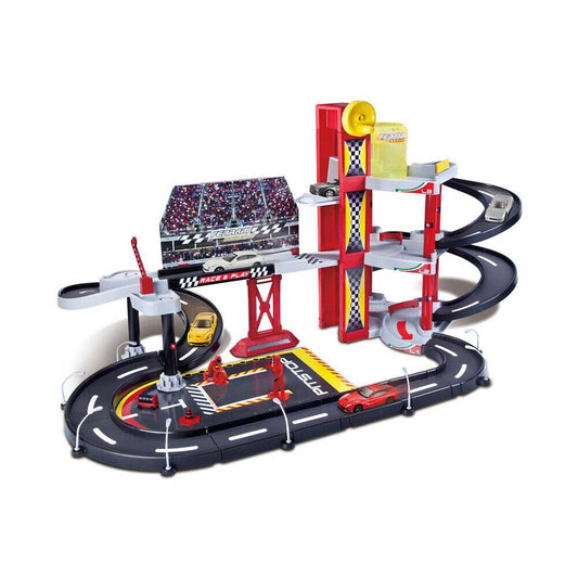 Set Pista Ferrari Race&Play Racing Garage cu masinuta metal - 1/43 Bburago