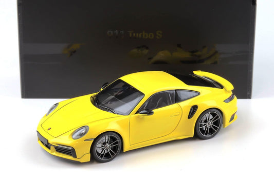 Porsche 911 Turbo S Coupe Sport Design 2021 galben - 1/18 Minichamps