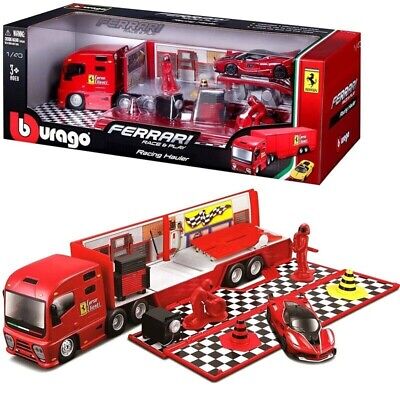 SET Camion Ferrari cu masinuta metalica si accesorii - 1/43 Bburago