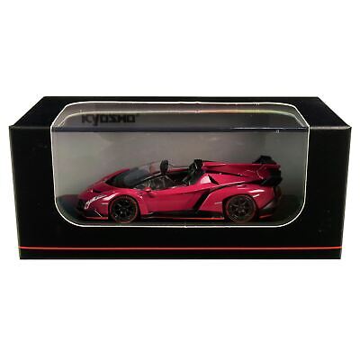 Lamborghini Veneno Roadster magenta/red line cu vitrina plexiglass - 1/64 Kyosho