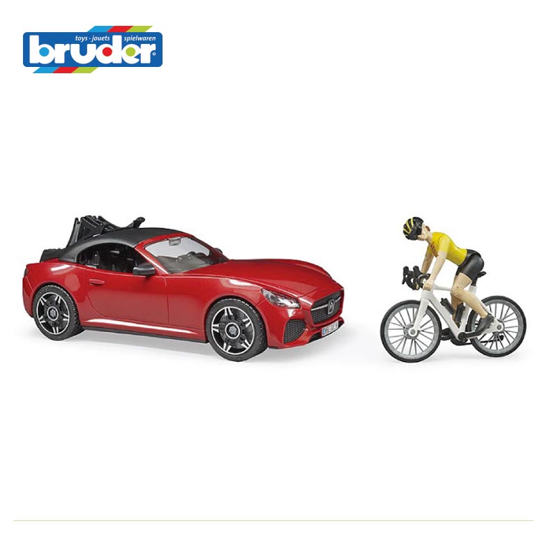 BRUDER 03485 - Roadster cu bicicleta de curse si ciclista