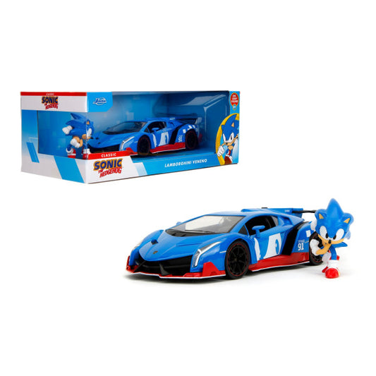 Lamborghini Veneno cu figurina Sonic The Hedgehog - 1/24 Jada