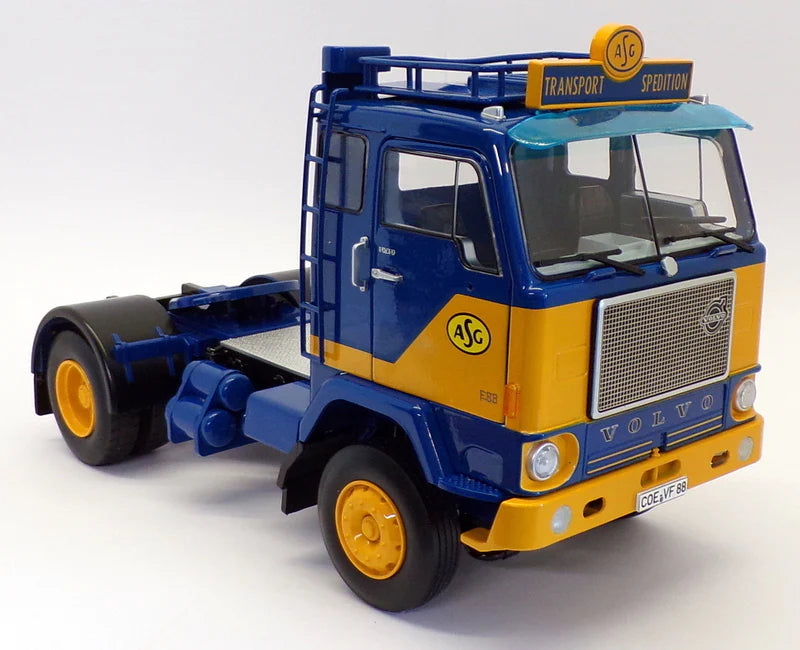 Camion Volvo 1965 albastru/galben - 1/18 Road Kings